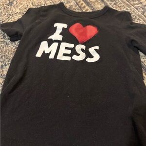 The Children's Place Black Tee with Red Heart and White Text